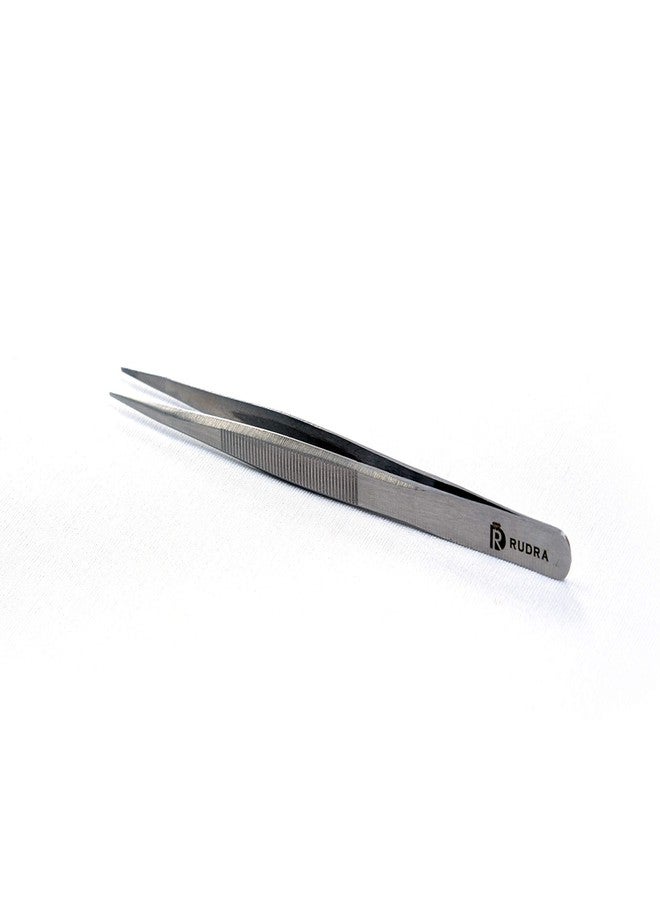 RUDRA Medium Point Tweezers, Anti-Static Stainless Steel Tweezers for Diamond, Electronics, Jewelry, Craft, Laboratory Work, Eyebrow & Ingrown Hair Removal - Image 1