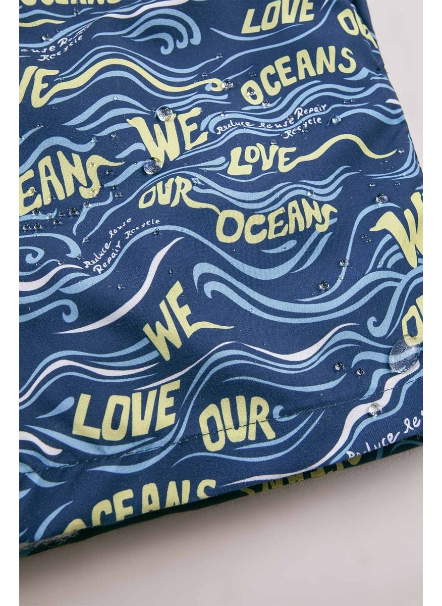 Gold Class Kidswear Wave Printed Water Repellent Blue Boys Swim Shorts  - Image 5