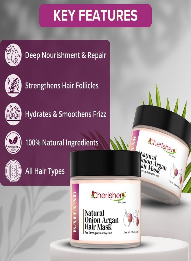 Cherisher Bahaar Onion Argan Hair Mask for Damaged Hair, Frizzy Hair & Hair Growth | Nourishes, Repairs & Reduces Hair Fall | Deep Conditioning Treatment | Suitable for All Hair Types, 250 millilitre - Image 4