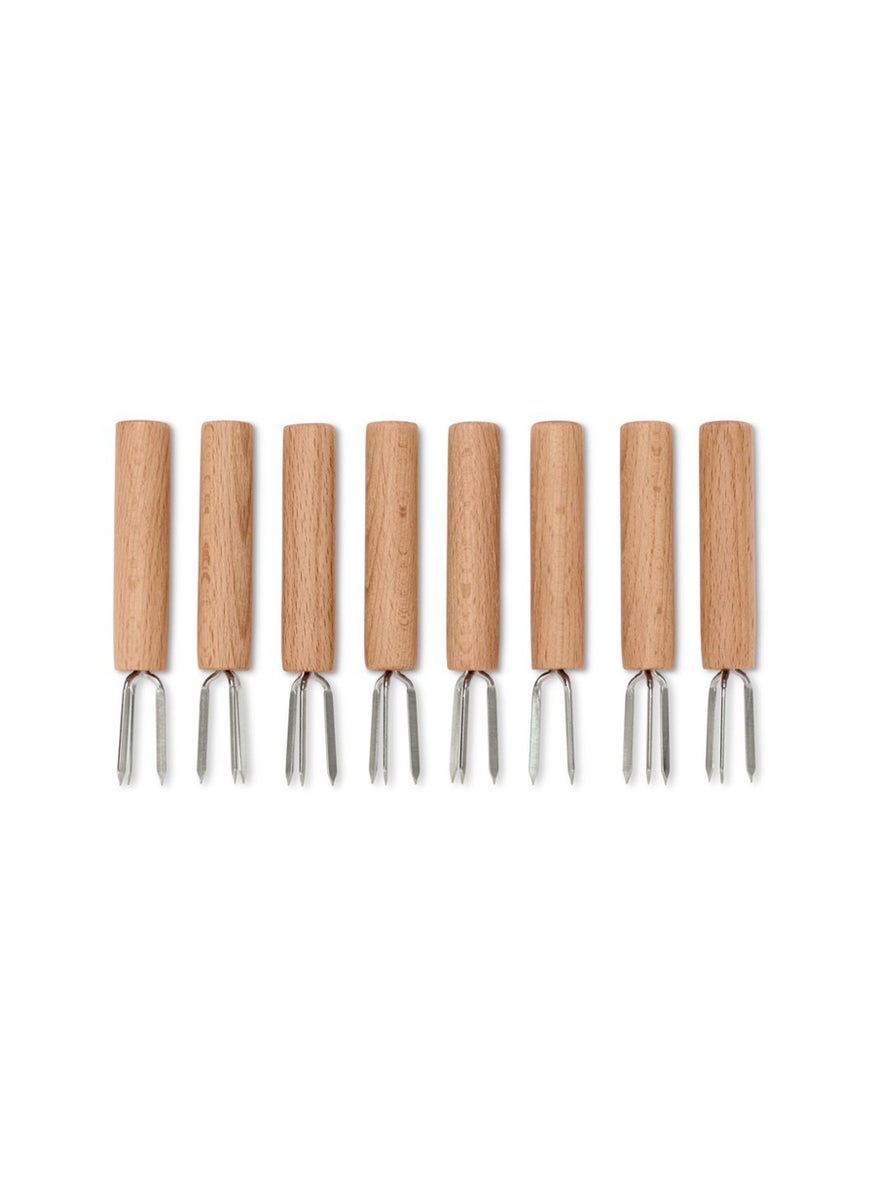 Tchibo - 8pcs Corn Holders for Corn on the Cob, Tan/Silver - Image 1