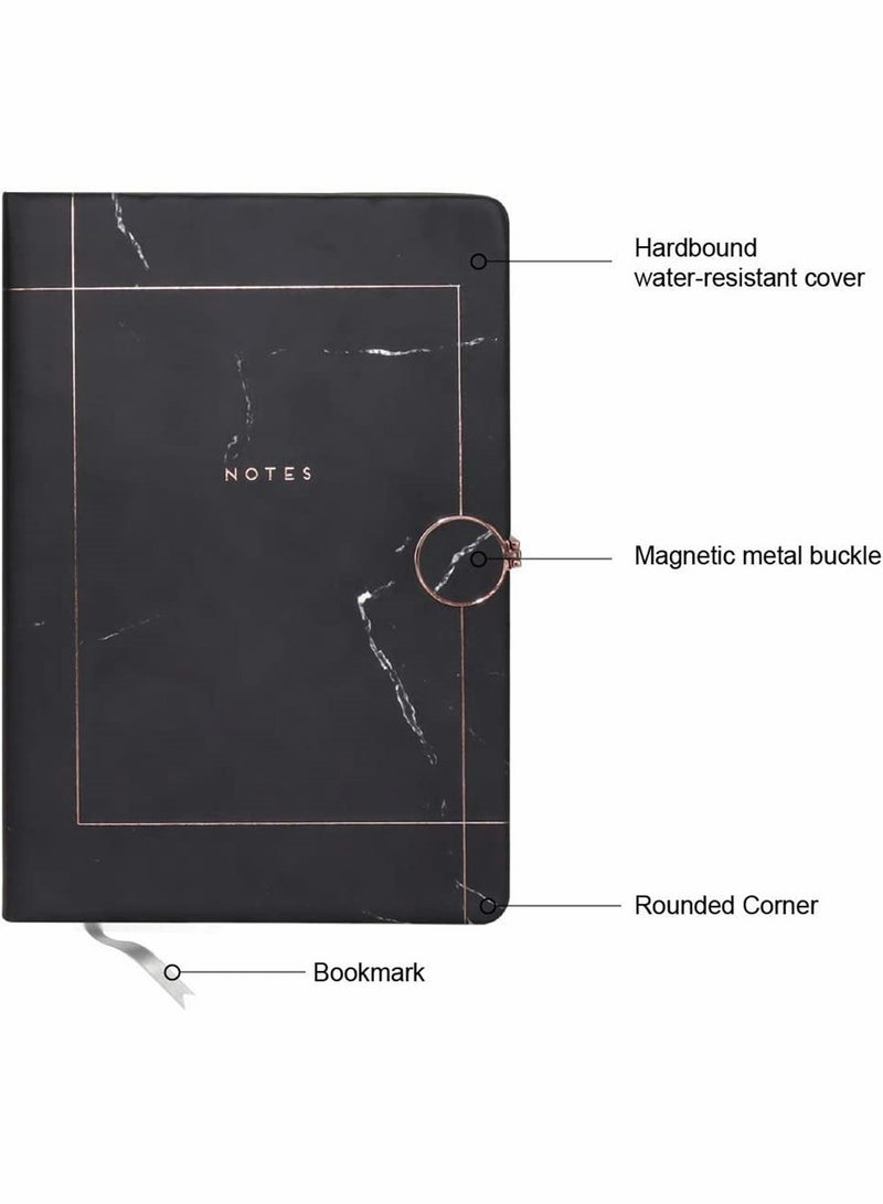 Excefore Black Marble Lined Notebook Lined Pages A5 Memo Journal Agenda Note With Magnetic Metal Buckle And Bookmark Ribbon Ruled sheets Notepad Stationery  - Image 4
