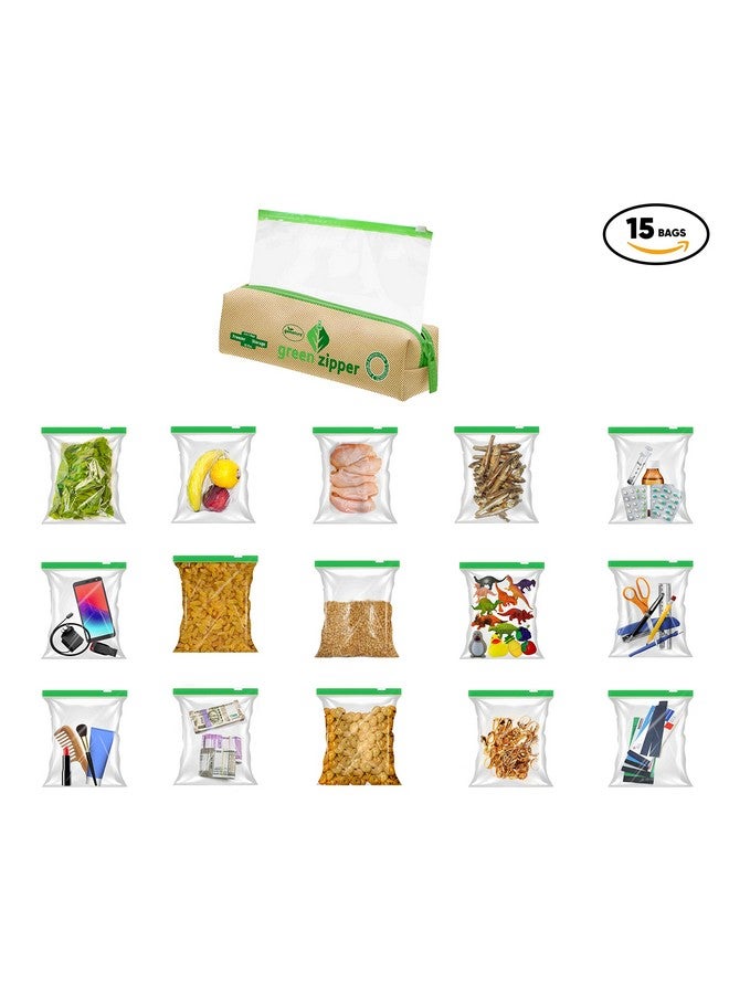 GONATURS Greenzipper Ziplock Seal Storage Bags for Freezer,Refrigerator,Food,Vegetable,Fruits,Kitchen Storage Zip Lock Pouches,Reusable,Washable,Transparent,(15)(30.48cmX35.56cm)Extra Large,Plastic - Image 3