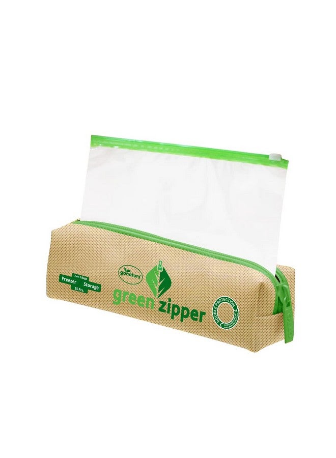 GONATURS Greenzipper Ziplock Seal Storage Bags for Freezer,Refrigerator,Food,Vegetable,Fruits,Kitchen Storage Zip Lock Pouches,Reusable,Washable,Transparent,(15)(30.48cmX35.56cm)Extra Large,Plastic - Image 1