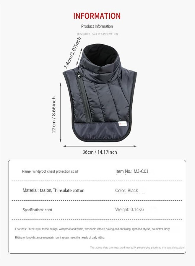 mjmoto Winter Thermal Neck Scarf - Motorcycle Face Mask and Windproof Cycling Balaclava for Men and Women - Waterproof Chest Neck Warmer with Full Face Coverage and Breathable Fabric (Black-Short) - Image 5