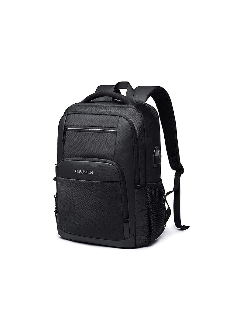 FUR JADEN - FUR JADEN 15.6 Inch Smart Laptop Backpack Bag With USB Charging Port, Anti Theft Pocket and Accessories Organiser for Men Women Boys Girls, Black, M, Classic - Image 1