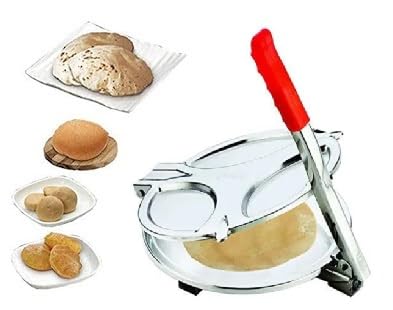 NIRANT NIRANT Heavy Quality Stainless Steel 70 inch Dia Puri Maker Manual Machine for Perfectly Round and Crispy Puris with HandleRoti Press PapadKhakhraChapati Maker Random Design  - Image 1