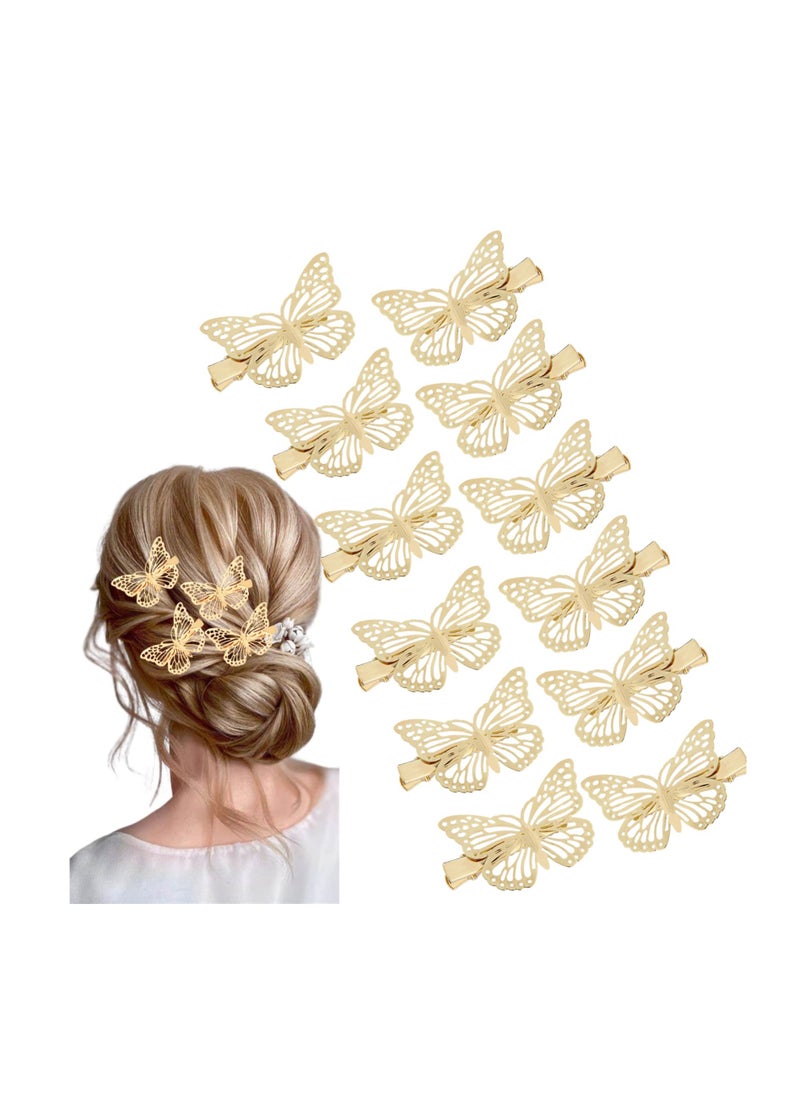 SYOSI 12PCS Gold Butterfly Hair Clips - Elegant Hair Accessories for Women and Girls - Non-Slip Metal Hair Bows for Weddings and Special Occasions  - Image 1