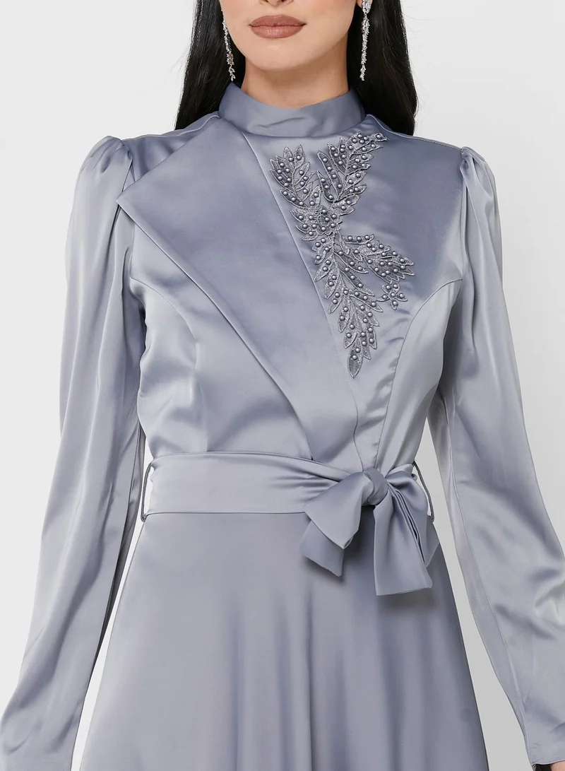 Khizana Flap Embroidered Fit & Flare Dress