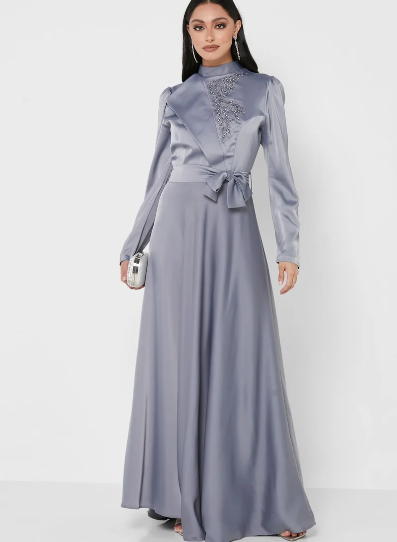 Khizana Flap Embroidered Fit & Flare Dress