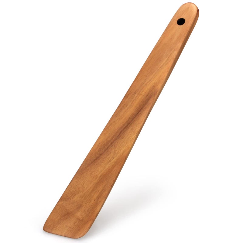 Ayiaren 12 Inch Teak Wood Spatula for Cooking Non Toxic Kitchen Utensil Scraper Spurtle Kitchen Tools Flat Wooden Egg Flipper Spatulas Turner Cooking Spoon Bamboo Spatula Turner Cast Iron Sourdough Stirrer - Image 1
