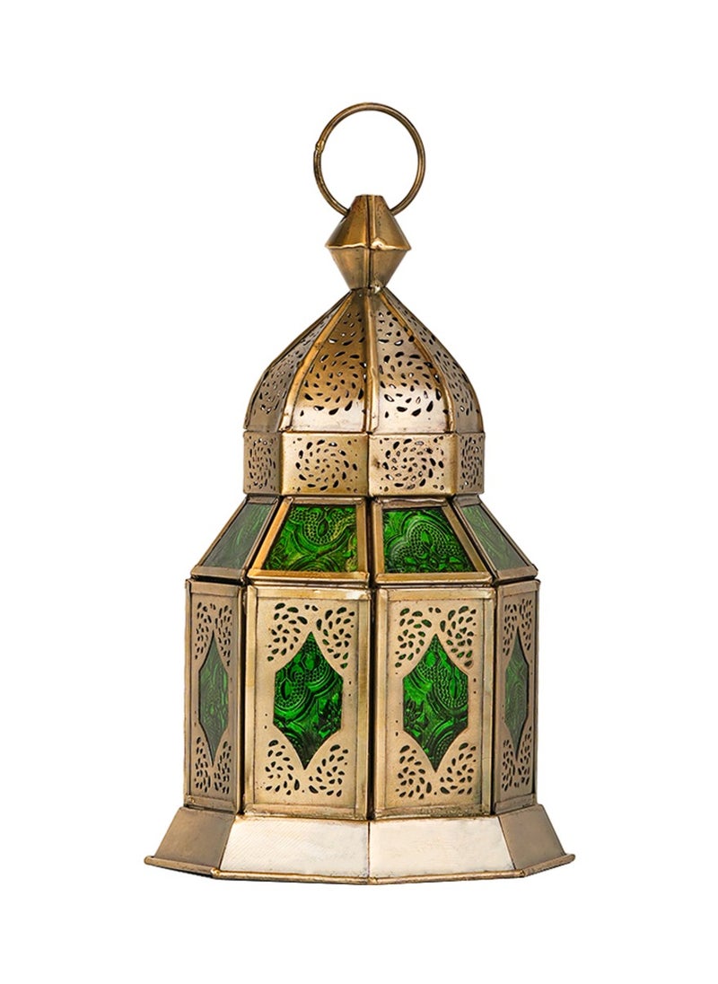 Hilalful HilalFul Hanging Candle Holder Lanterns - Green Glass | Decorative Metal Lantern Handmade | For Home Décor in Eid, Ramadan, Wedding | Suitable for Living Room, Bedroom | Durable | Metal  - Image 1