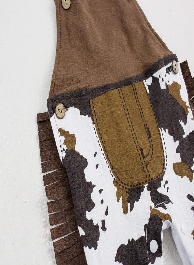 stylesilove Toddler Boy Brown Western Overalls with Fringe, Cow Print Pants, Cowboy Hat & Red Bandana 3-Piece Clothing Set (2-3 Years) - Image 4
