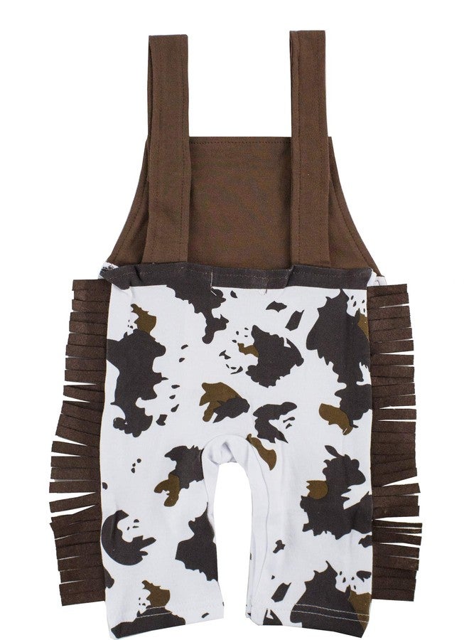 stylesilove Toddler Boy Brown Western Overalls with Fringe, Cow Print Pants, Cowboy Hat & Red Bandana 3-Piece Clothing Set (2-3 Years) - Image 3
