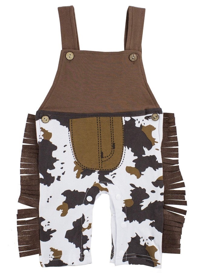 stylesilove Toddler Boy Brown Western Overalls with Fringe, Cow Print Pants, Cowboy Hat & Red Bandana 3-Piece Clothing Set (2-3 Years) - Image 2