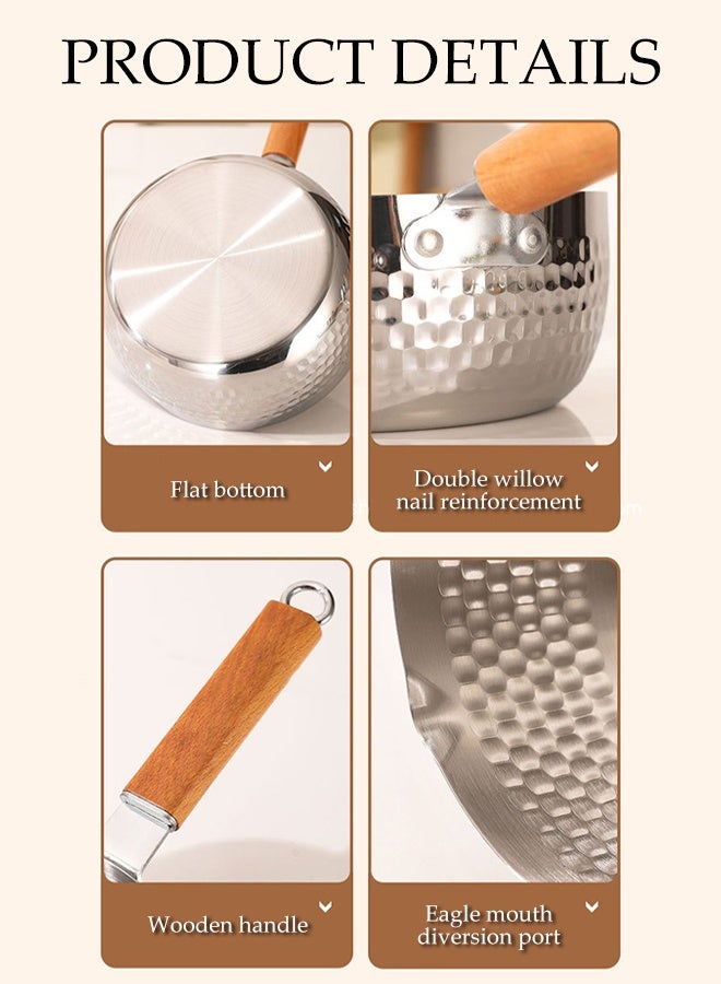 DUNISO Stainless Steel Saucepan with Steamer Basket, Cooking Pot with Glass Lid and Wooden Handle,Versatile Pan with Double drainage hole（18cm) - Image 3