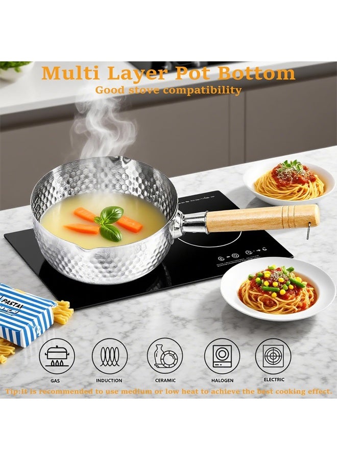 DUNISO Stainless Steel Saucepan with Steamer Basket, Cooking Pot with Glass Lid and Wooden Handle,Versatile Pan with Double drainage hole（18cm) - Image 4