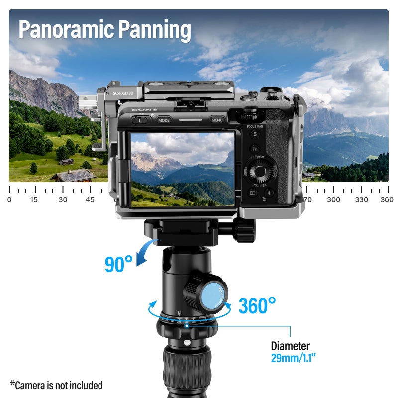 SIRUI Traveler 7C Camera Tripod 65.55 inches Carbon Fiber Arca Tripod with E-10 360Â° Panorama Ball Head and Arca Swiss Quick Release Plate Load Capacity Up to 17.6lbs, Convertible to Monopod - Image 5