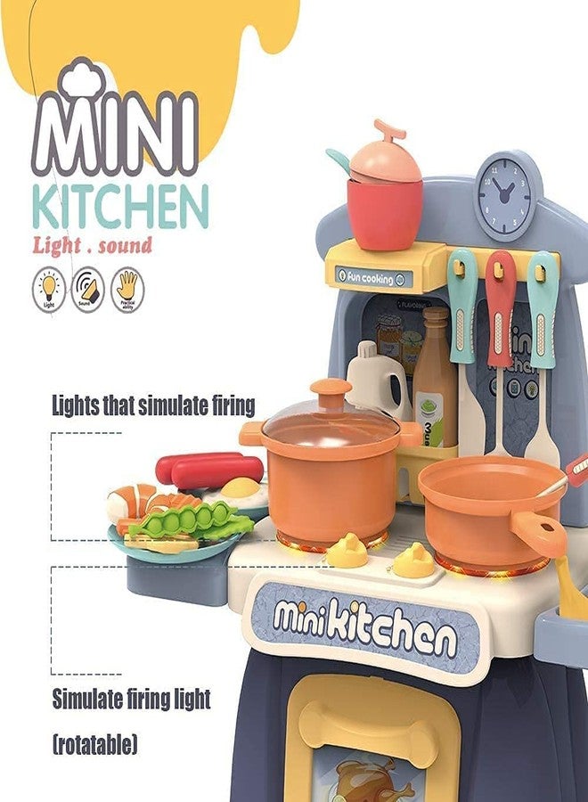 EYESIGN Plastic Kitchen Play Set With 26 Pcs Accessories-Mini Kitchen Set With Realistic Light Sound Steam Simulation- Indoor Games Kitchen Cooking Playset-Toys For Toddlers Children & Girls - Image 2