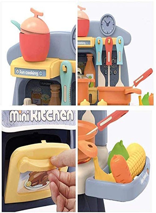 EYESIGN Plastic Kitchen Play Set With 26 Pcs Accessories-Mini Kitchen Set With Realistic Light Sound Steam Simulation- Indoor Games Kitchen Cooking Playset-Toys For Toddlers Children & Girls - Image 5
