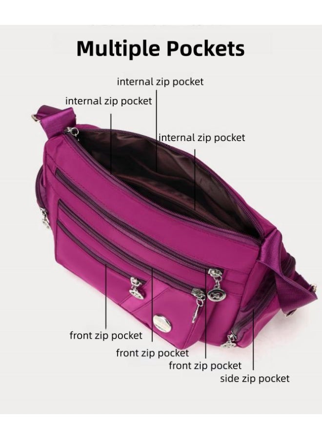 Women's Multi-pocket Shoulder Bag, Ladies Large-capacity Crossbody Bag Sling Bag Side Bag Carry Bag, Lightweight Nylon Material Satchel Bag Phone Bag Tourist Bag Shopping Bag - Image 4