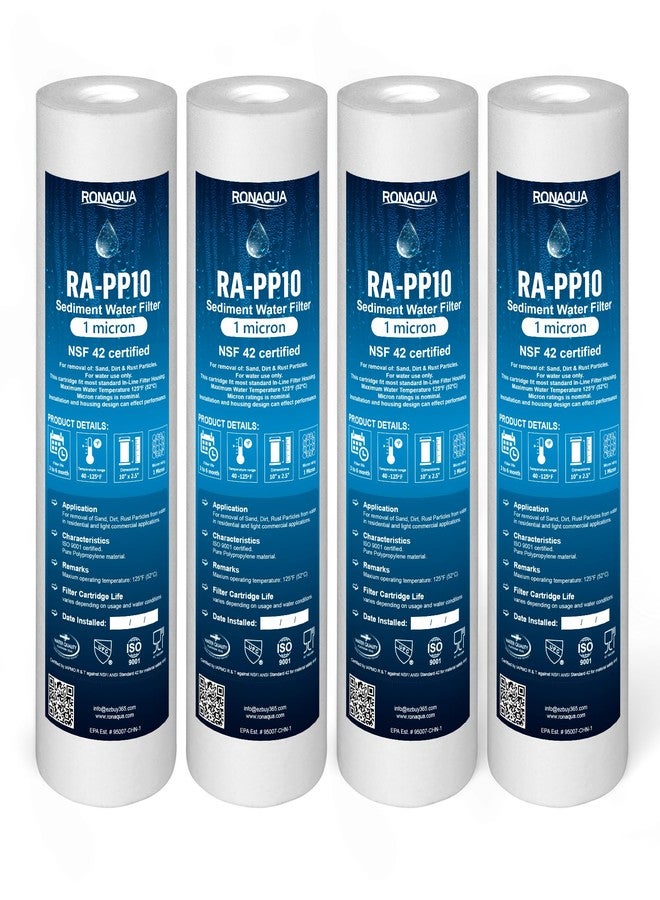 Ronaqua 1 Micron Sediment Water Filter Cartridge 10"x2.5", NSF Certified, 4-Layer Filtration for any 10-inch RO Units & Whole House Systems, Compatible with Culligan P5, AP110, WHKF-GD05, 4 Pack - Image 2