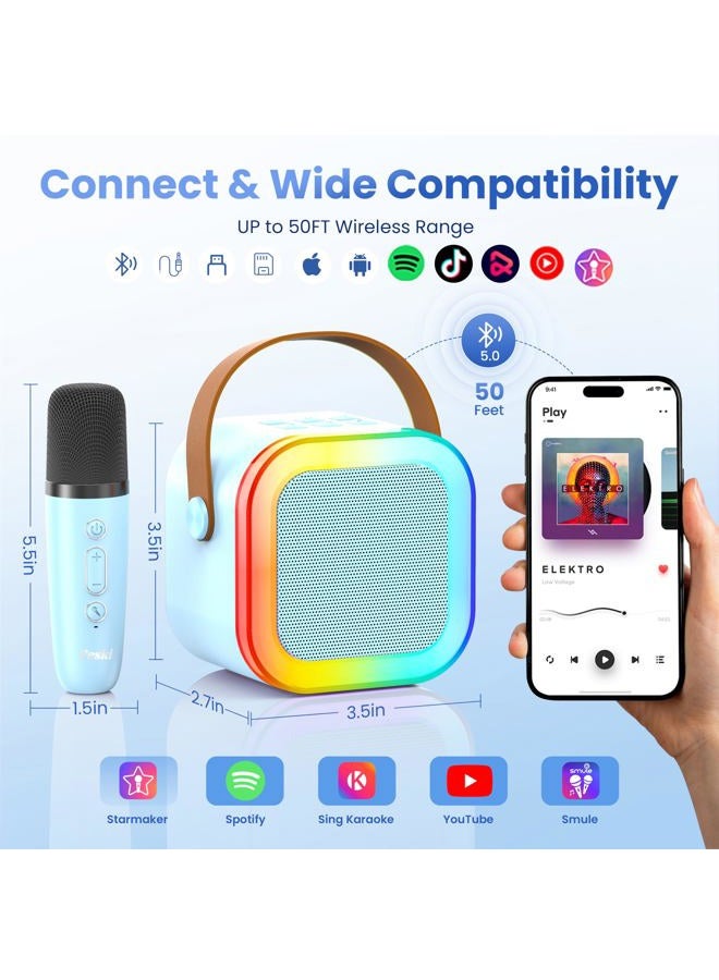 Peski Portable Bluetooth Mini Karaoke Microphone Singing Speaker Karaoke Player，Gift for Children (Blue - Image 5
