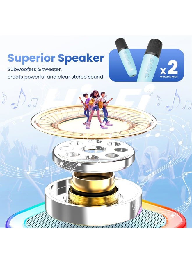 Peski Portable Bluetooth Mini Karaoke Microphone Singing Speaker Karaoke Player，Gift for Children (Blue - Image 2
