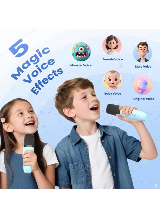 Peski Portable Bluetooth Mini Karaoke Microphone Singing Speaker Karaoke Player，Gift for Children (Blue - Image 4