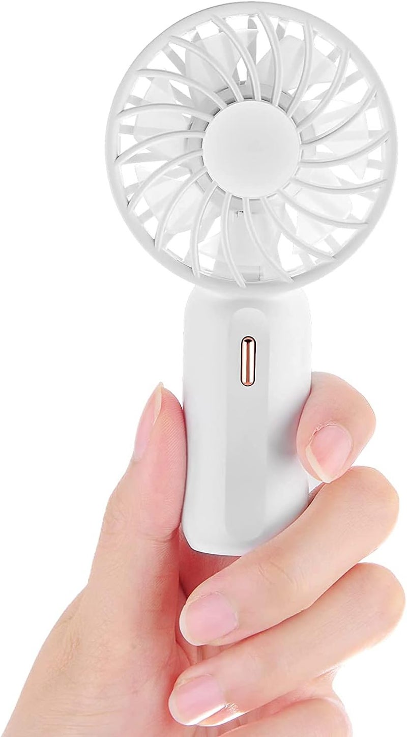 PADOM Handheld Mini Fan Battery Operated Small Personal Portable Fan Speed Adjustable USB Rechargeable Fan for Kids Girls Women Men Home Office Indoor Outdoor Travelling (White) - Image 1