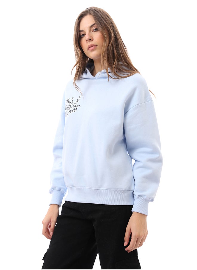 RAVIN - Long Sleeves Hoodie with Front & Back Print - Light Blue - Image 1