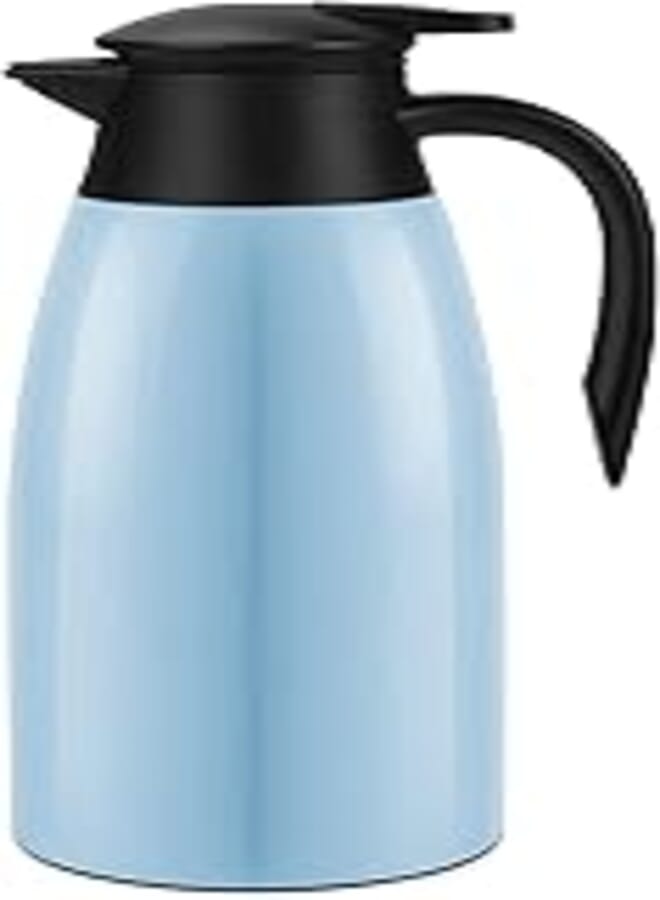 68oz Coffee Carafe Airpot Insulated Coffee Thermos Urn Stainless Steel Vacuum Thermal Pot Flask for Coffee, Hot Water, Tea, Hot Beverage - Keep 12 Hours Hot, 24 Hours Cold-Blue …