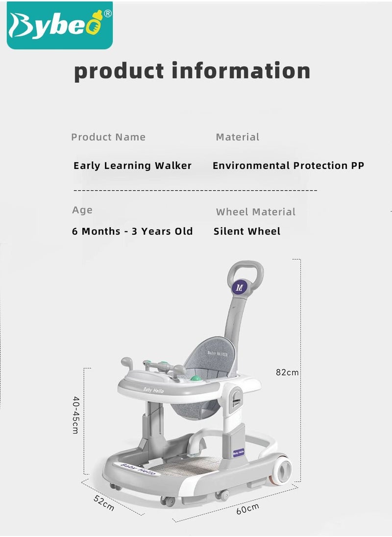 Bybeo - 3In1 Infants Baby Walker With Parent Push Handle, Adjustable Height, Big Comfortable Seat Cushion, Detachable Trampoline Mat - Image 1