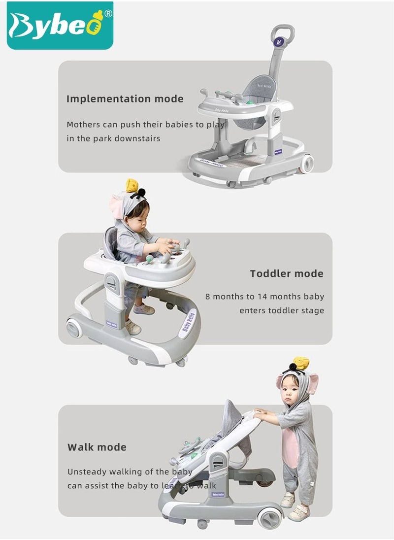Bybeo - 3In1 Infants Baby Walker With Parent Push Handle, Adjustable Height, Big Comfortable Seat Cushion, Detachable Trampoline Mat - Image 1