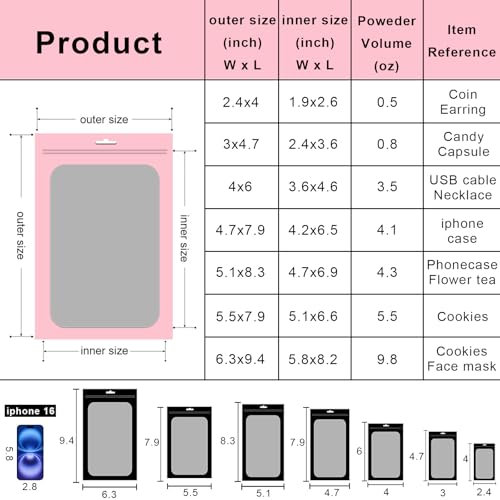 Arsmat 100 Pcs Resealable Mylar Bags, Sealable Odor Proof Foil Pouch Bag with Clear Window, Small Bussiness Packaging Supplies (Pink, 4 X 6 Inch) - Image 3