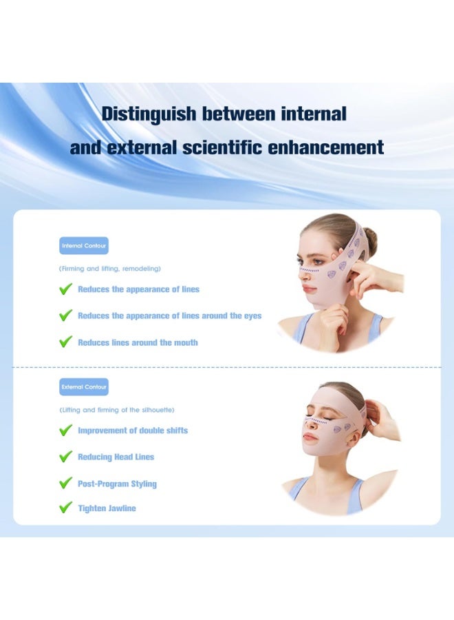 Upgrade V Line Face Lifting Mask, Chin Strap for Sleeping, Mouth Tape for Sleeping Women, Double Chin Reducer Eliminator for Women, Jaw Exerciser, Firming Prevent Sagging (21-27in, Pink) - Image 3