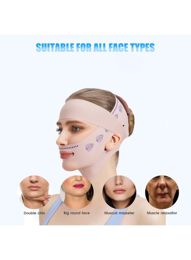 Upgrade V Line Face Lifting Mask, Chin Strap for Sleeping, Mouth Tape for Sleeping Women, Double Chin Reducer Eliminator for Women, Jaw Exerciser, Firming Prevent Sagging (21-27in, Pink) - Image 4