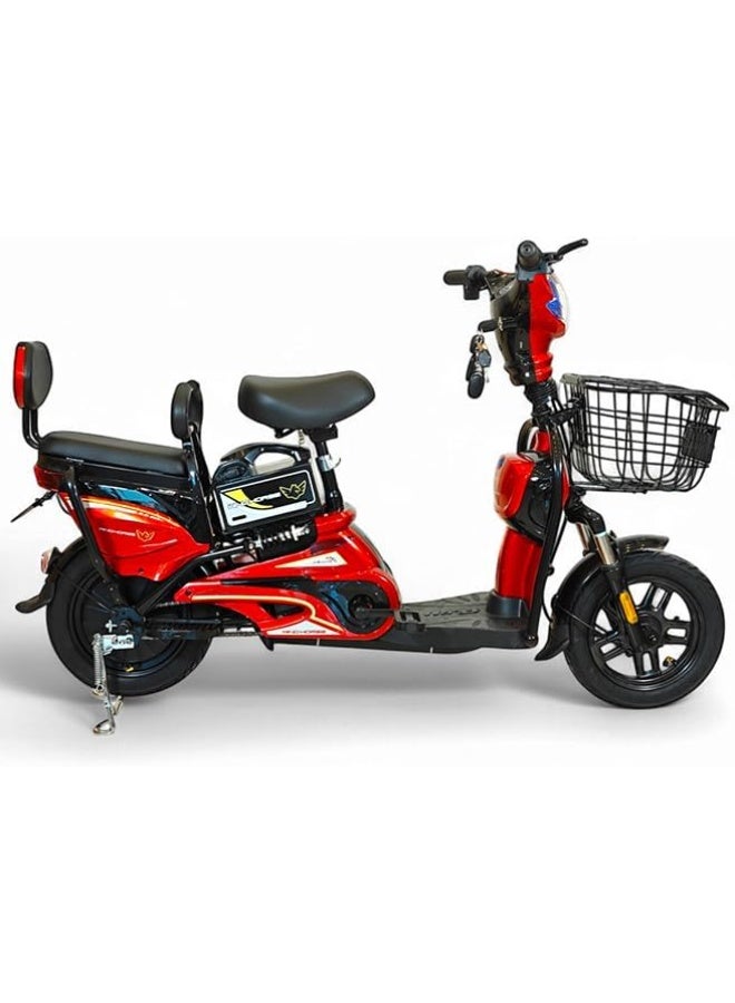 Wind Horse WINDHORSE M1 Electric Delivery Bike 400W Motor, 48V 12Ah Battery, 55KM/H Max Speed, Dual Seat, 14 Inches Tires, Front Grocery Basket, Remote Lock Unlock System, Carbon Alloy Frame - Image 5