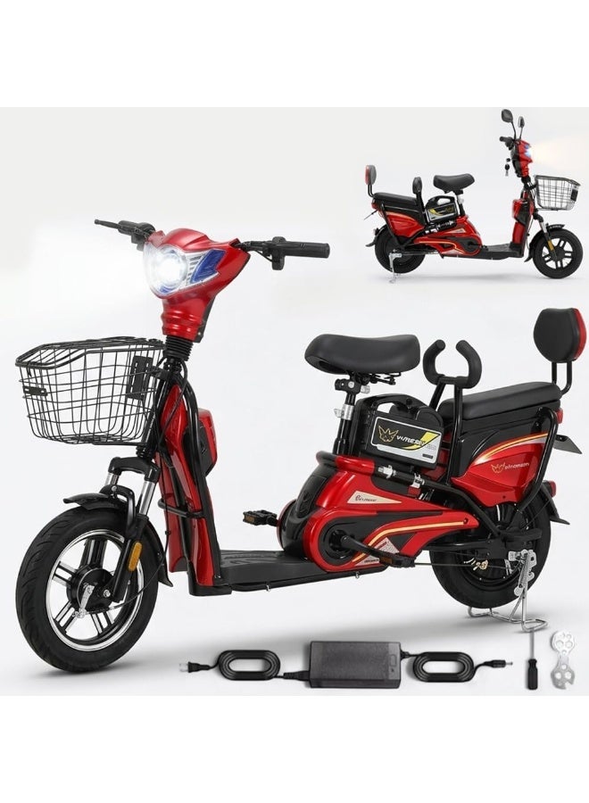 Wind Horse WINDHORSE M1 Electric Delivery Bike 400W Motor, 48V 12Ah Battery, 55KM/H Max Speed, Dual Seat, 14 Inches Tires, Front Grocery Basket, Remote Lock Unlock System, Carbon Alloy Frame - Image 4
