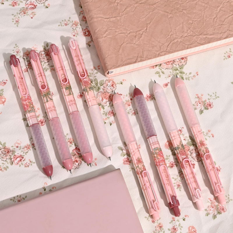 BAYTORY 8Pcs Retractable Gel Pens, Scented Ink Pens, Smooth Writing Black Ink Pen with Aesthetic Pen Barrel for Journaling Note Taking Sketching (Pink) - Image 4