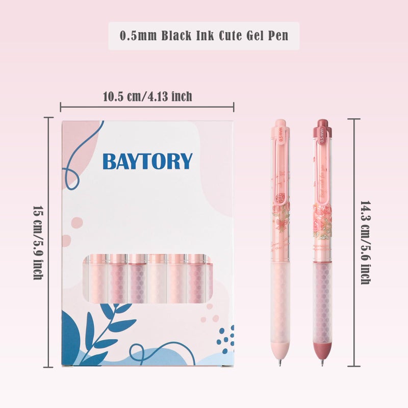 BAYTORY 8Pcs Retractable Gel Pens, Scented Ink Pens, Smooth Writing Black Ink Pen with Aesthetic Pen Barrel for Journaling Note Taking Sketching (Pink) - Image 2