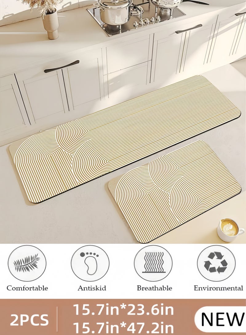 2PCs Kitchen Mats for Floor, Cushioned Anti Fatigue Kitchen Mats for Floor, Soft Kitchen Mat Specialized in Anti Slippery and Machine Washable, Set for Kitchen, Floor, Office, 15.7"x23.6"+15.7"x47.2" - Image 1