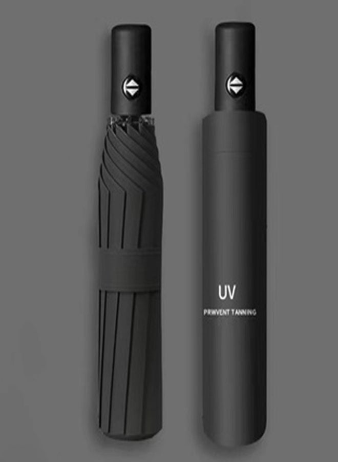 يو في مظلة أوتوماتيكية للرجال والنساء، مظلة مطر وشمس قابلة للطي مزدوجة الاستخدام مع طلاء أسود للحماية من الشمس، إطار مظلة معزز للحماية من الأشعة فوق البنفسجية، قطر 97 سم - Image 2