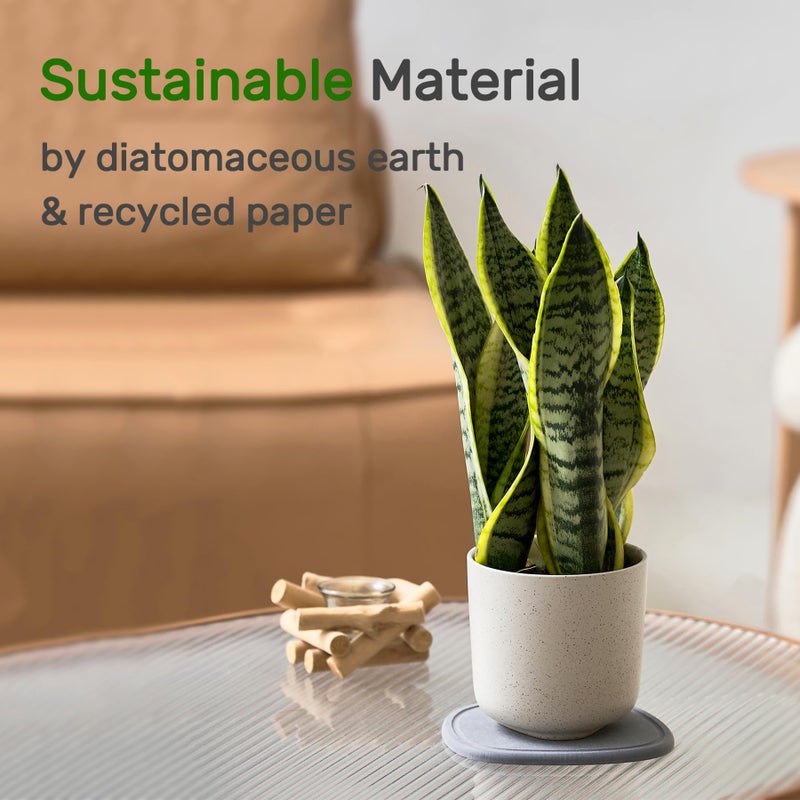 Relime Diatomaceous Earth Plant Saucer for Indoor, 2 Pack Irregular 6 Inch 12 Inch, Instant Dry Pot Saucer, Plant Drip & Drainage Tray for Indoor, Stone Gray - Image 5