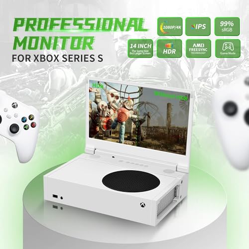 G-STORY 14‘’ Portable Monitor for Xbox Series S, 1080P Portable Gaming Monitor IPS Screen for Xbox Series S（not Included） with Two HDMI, HDR, Freesync, Game Mode, Travel Display for Xbox Series S - Image 2