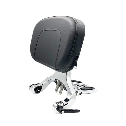 M Maintenanse Adjustable Sissy Bar Backrest With Folding Luggage Rack For Harley/Indian/BMW R18/Honda,Chrome - Image 1