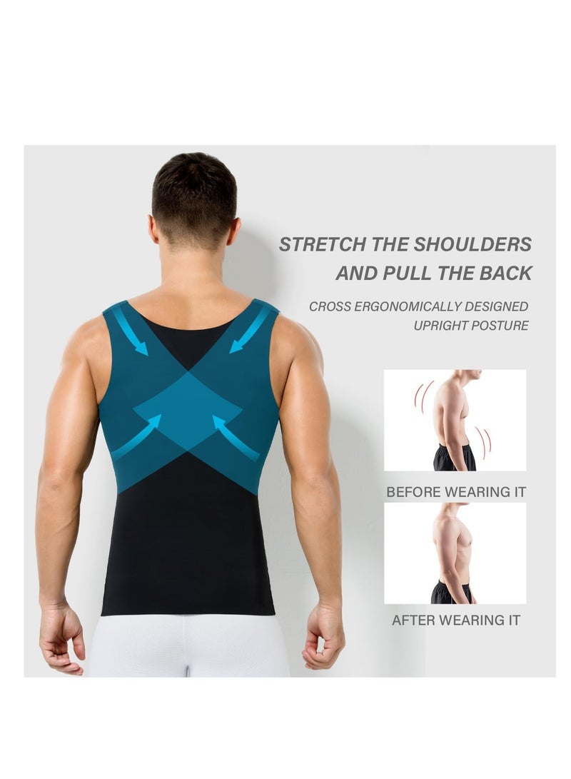 Barakah Mens Slimming Body Shaper Vest, Gynecomastia Compression Shirts, Tummy Control Undershirts, XL - Image 4