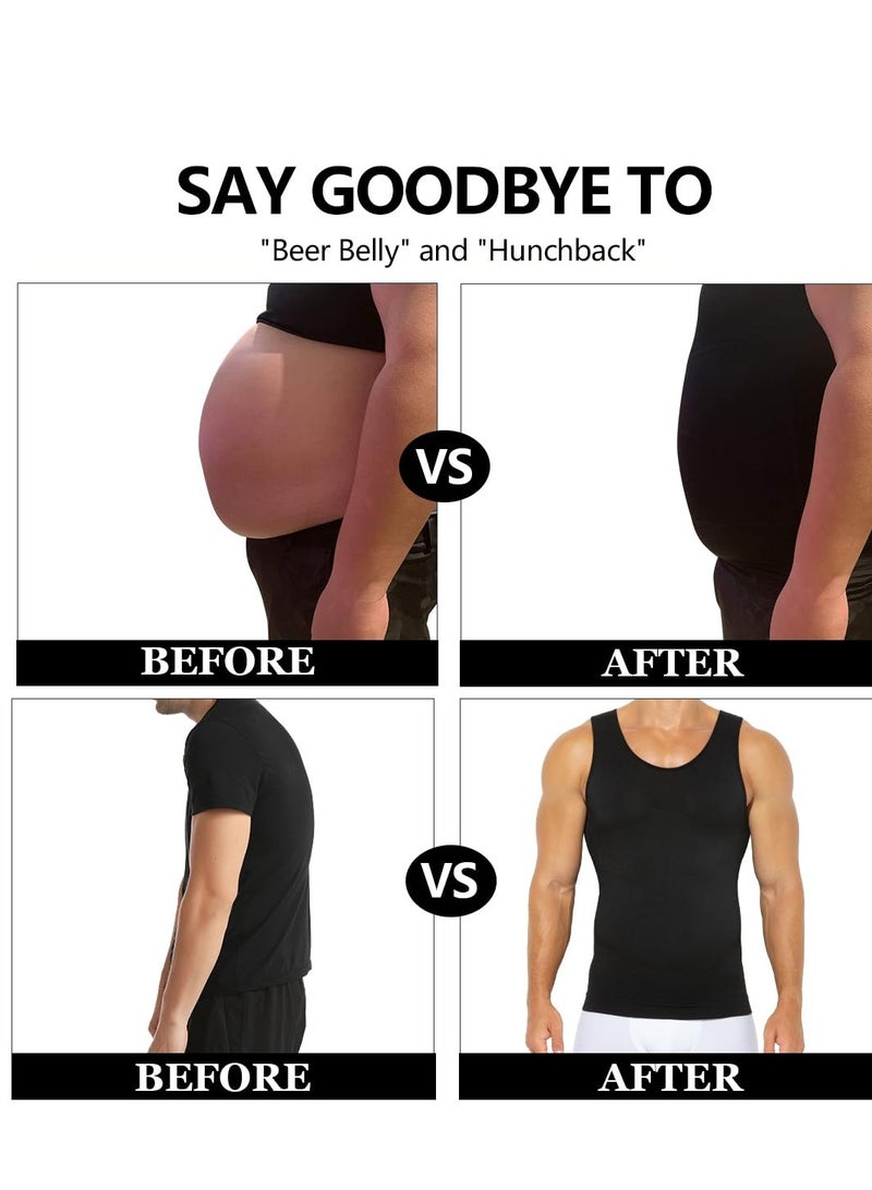Barakah Mens Slimming Body Shaper Vest, Gynecomastia Compression Shirts, Tummy Control Undershirts, XL - Image 2