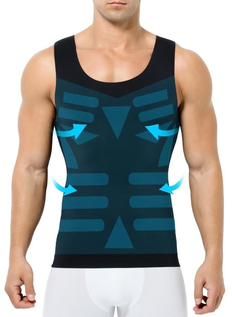 Barakah Mens Slimming Body Shaper Vest, Gynecomastia Compression Shirts, Tummy Control Undershirts, XL - Image 1