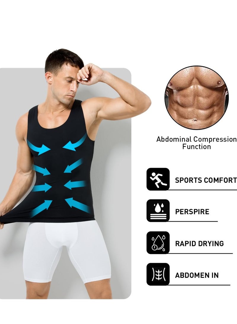Barakah Mens Slimming Body Shaper Vest, Gynecomastia Compression Shirts, Tummy Control Undershirts, XL - Image 3
