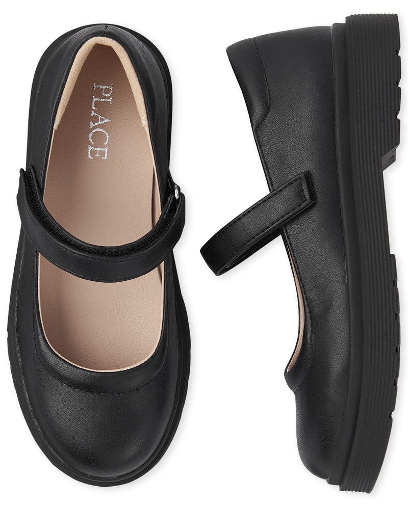 The Children's Place Girls Closed Toe Maryjane Mary Jane Flat, Black - Image 2